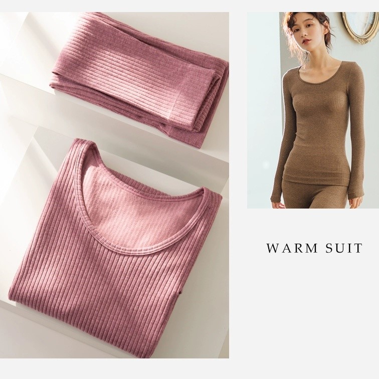 Bộ giữ nhiệt nữ mặc nhà thu đông Đẹp Rẻ - Bộ quần áo giữ nhiệt nữ henny roe màu hồng nâu đen xám dài tay