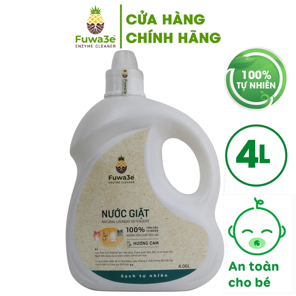 Nước giặt Fuwa3e hữu cơ organic từ chế phẩm Enzyme sinh học 4.06L an toàn cho bé