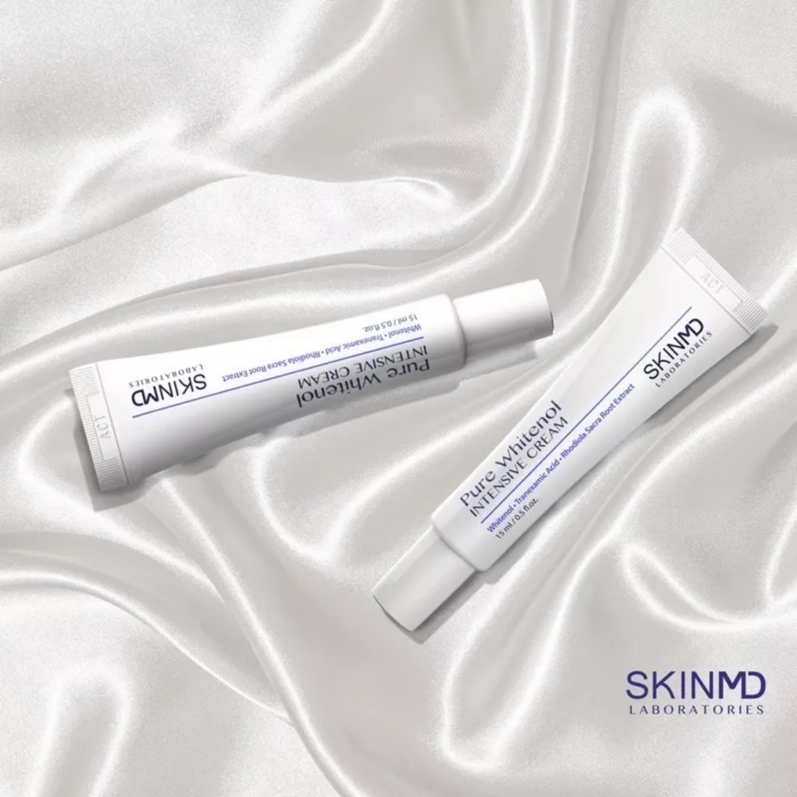 Bộ đôi mờ nám nâng cơ chuyên sâu SKINMD PURE WHITENOL INTENSIVE CREAM 15g và SKINMD REVITOX PEPTIDE CREAM 50g tác động mạnh mẽ giúp mờ nám trắng da mờ vết thâm