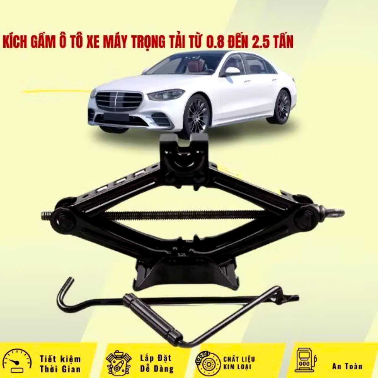 Kích Nâng Gầm 2 Tấn Loại Dày Cho Ô Tô, Xe Con, Xe Máy – Kèm Cờ Lê, Nhỏ Gọn, Tiện Dụng