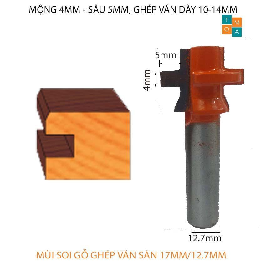 BỘ MŨI PHAY GỖ GHÉP VÁN SÀN 17MM CỐT 12.7MM MỘNG 4MM SÂU 5MM - MŨI SOI GỖ GHÉP VÁN SÀN