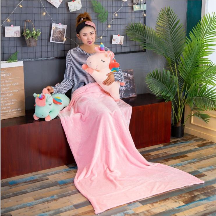 Bộ chăn gối văn phòng ngựa Pony,Gấu bông có mền hình thú cute GB-19