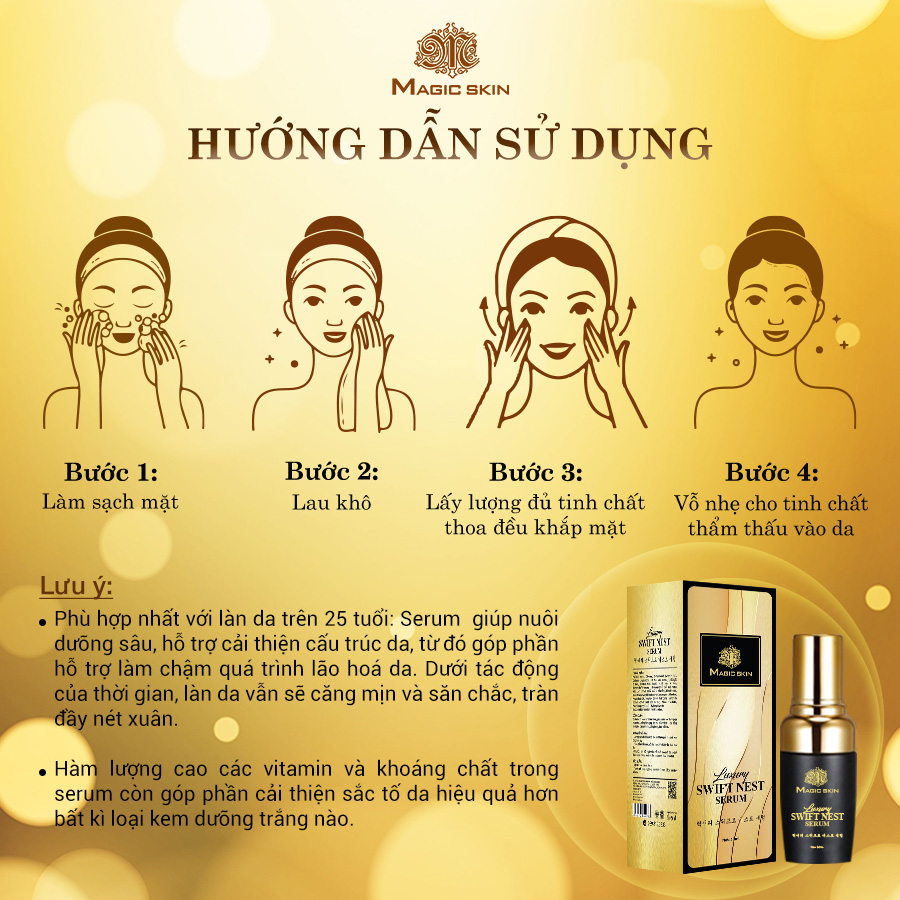 [CHÍNH HÃNG] Luxury Swift Nest Serum Magic Skin - Căng Mịn Mướt Mát, Chẳng Sợ Nếp Nhăn