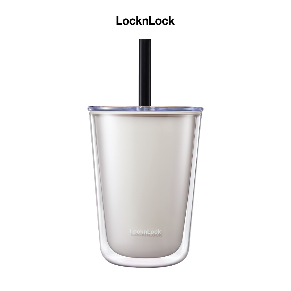 Ly nhựa 2 lớp LocknLock Bubble Tea Cold Cup màu ngà HAP529IVY 720ml, Hàng chính hãng, kèm ống hút trân châu - JoyMall