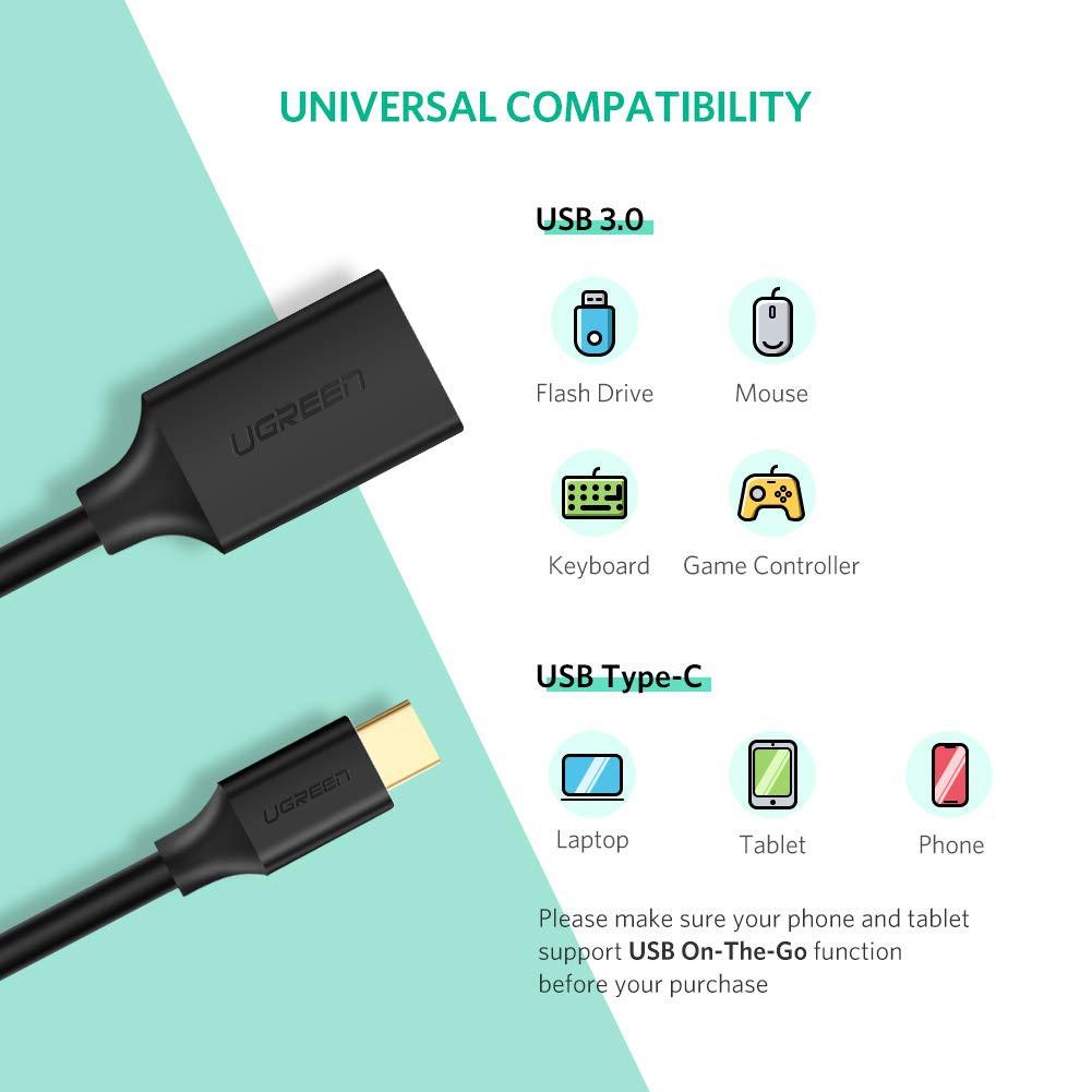 Cáp OTG USB TYPE-C USB 3.0 Cao Cấp Ugreen 30701 - Hàng chính hãng