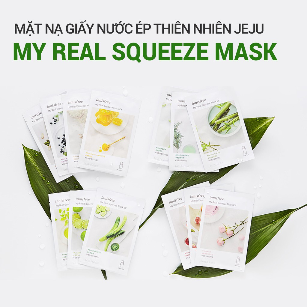 Mặt nạ giấy dưỡng da Hàn Quốc innisfree My Real Squeeze Mask 22ml