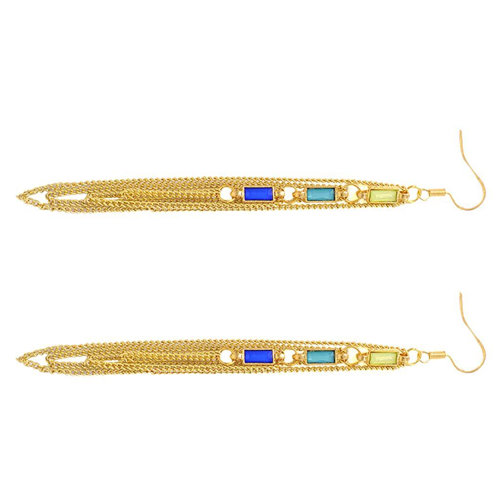 Metal Alloy Long Chain Tassel Drop Dangle Earrings for Women