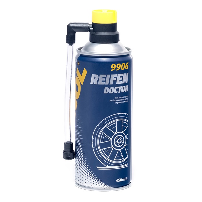 Vá Vỏ Xe Khẩn Cấp Bơm Keo Chống Xì Lốp Và Bơm Căng Lốp Xe Lại MANNOL 9906 Reifen Doctor 450ML Tire Repair Spray