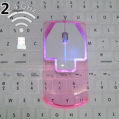 Chuột không dây 2.4ghz màu trong suốt tùy chọn siêu mỏng phát sáng chất lượng cao cho máy tính