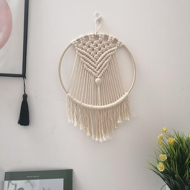 Macrame dreamcatcher vòng tròn trang trí tường homestay, phòng ngủ xinh xắn