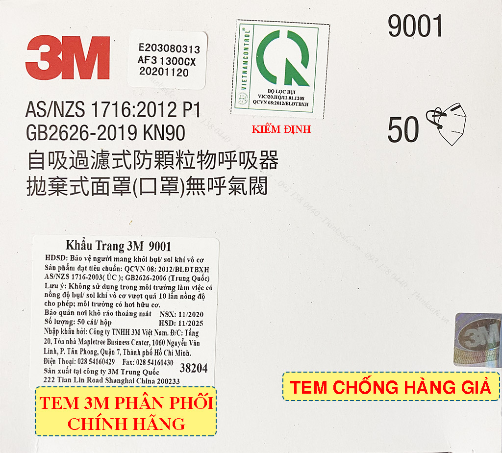 Khẩu trang 3M 9001 - Khẩu trang 3D Mask chống bụi mịn, phòng độc, chống giọt bắn