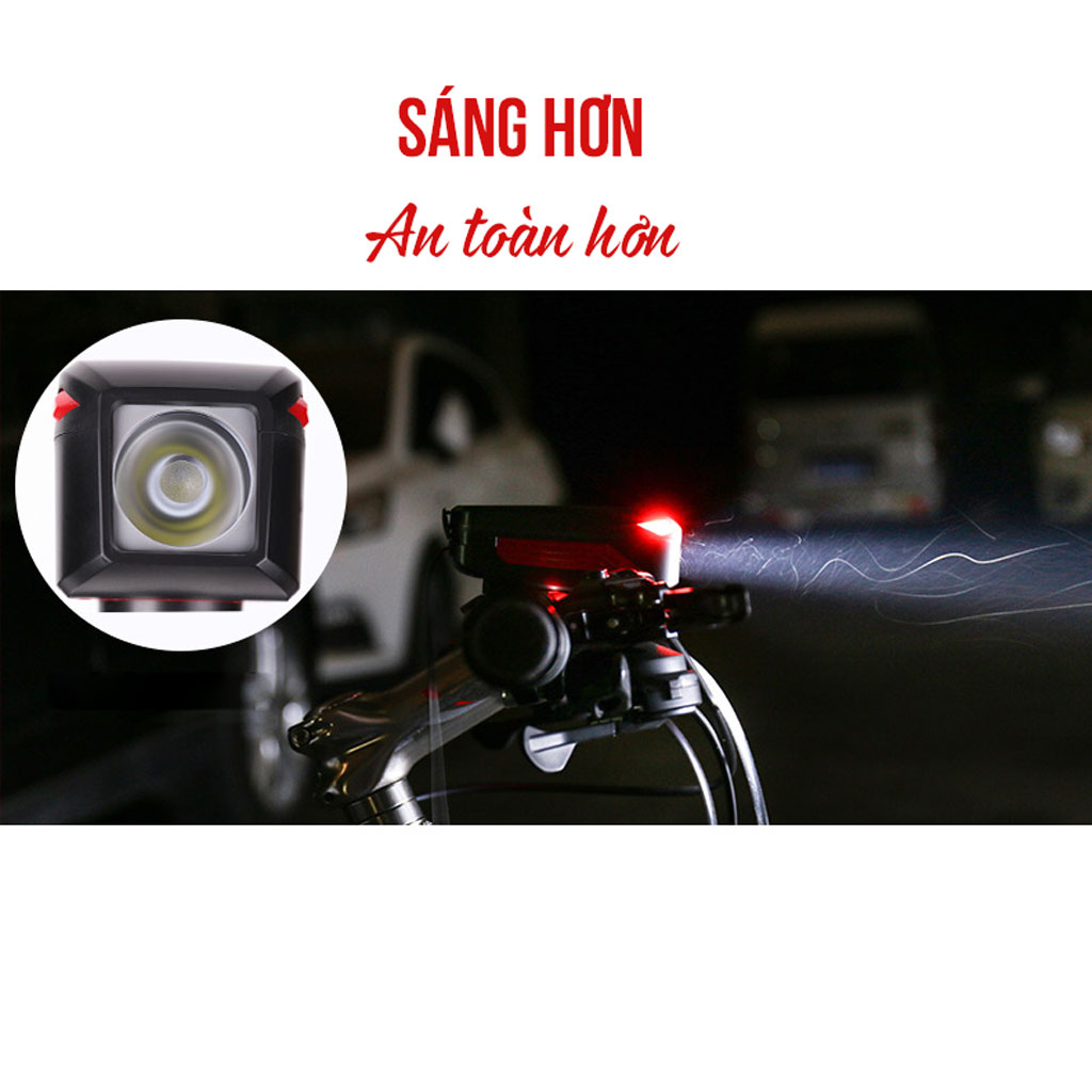 Đèn Xe Đạp Có Còi T6 350lumens Pin 2000mAh Còi âm thanh lớn 140dB MaiLee