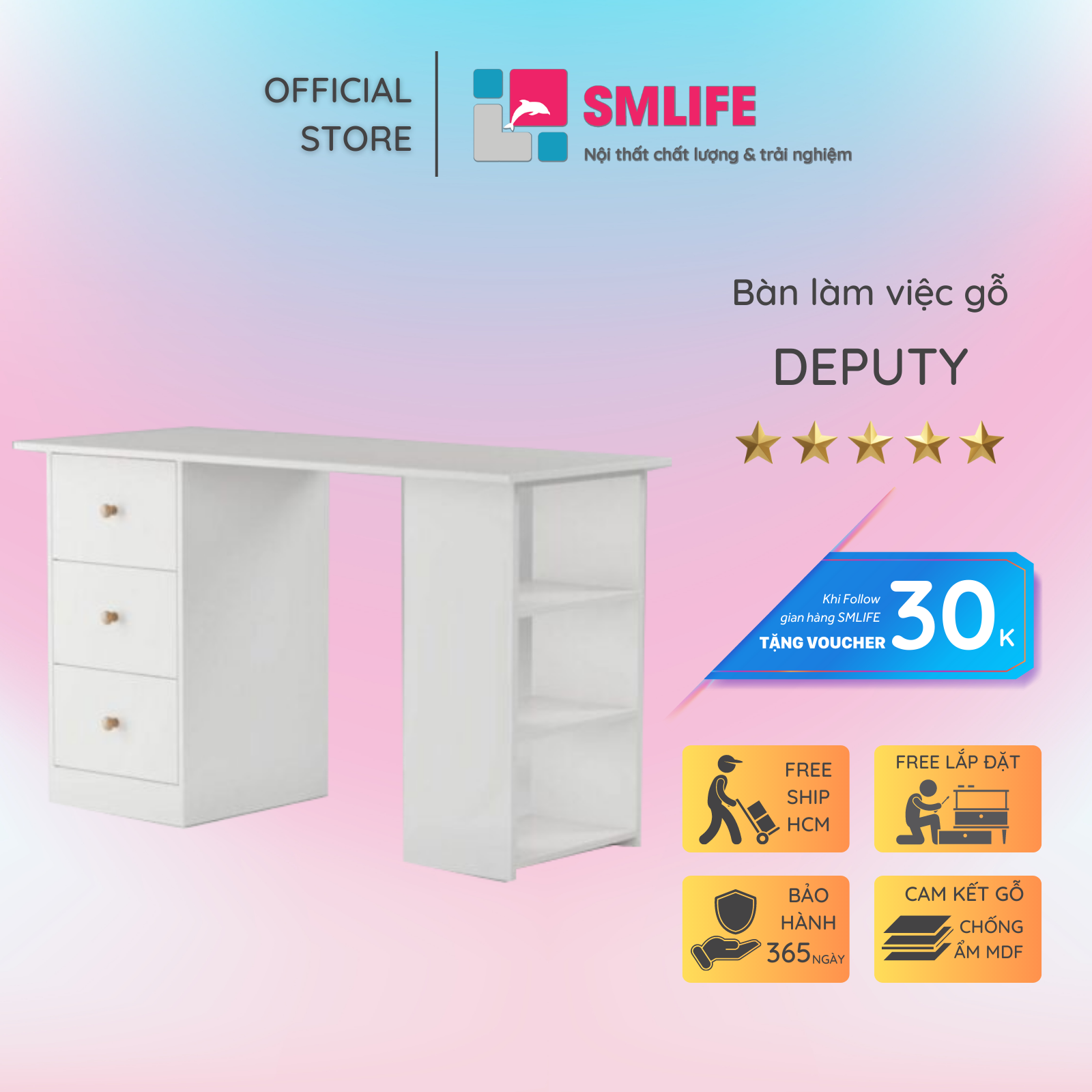 Bàn máy tính tại nhà đa dụng SMLIFE Deputy