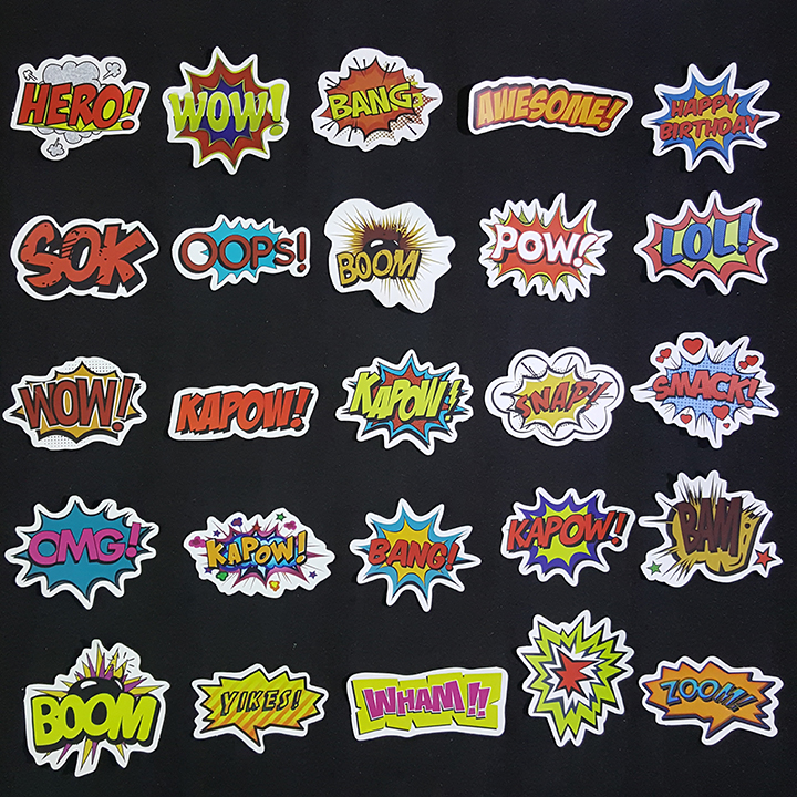 Bộ Sticker dán cao cấp chủ đề BOOM - Dùng dán Xe, dán mũ bảo hiểm, dán Laptop