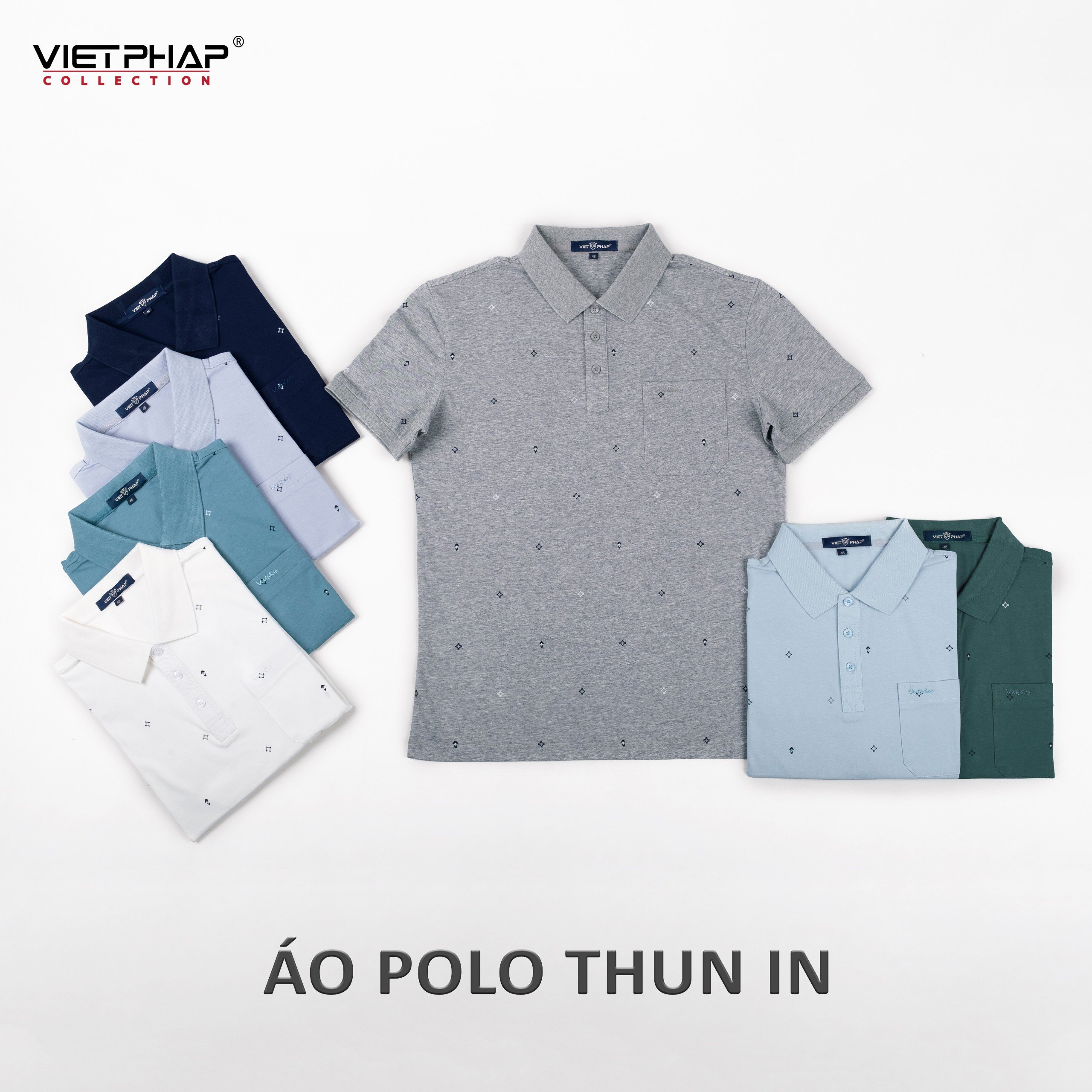 Áo Polo Nam VIỆT PHÁP Form Luxury -  Thun Cotton In , lịch lãm, sang trọng 34564