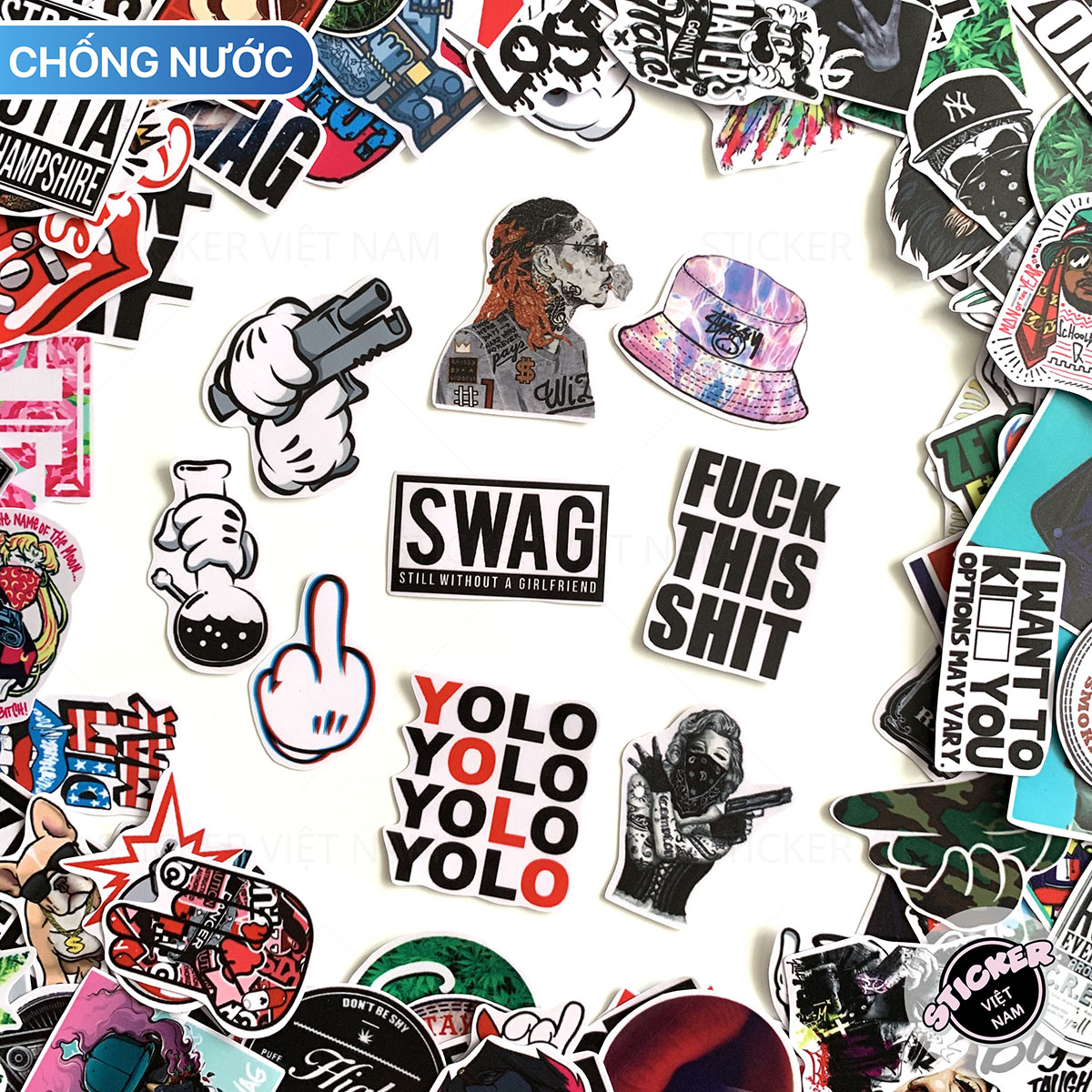 Sticker NGẦU SWAG - Dán Trang Trí - Chất Liệu PVC Cán Màng Chất Lượng Cao Chống Nước, Chống Nắng, Không Bong Tróc Phai Màu