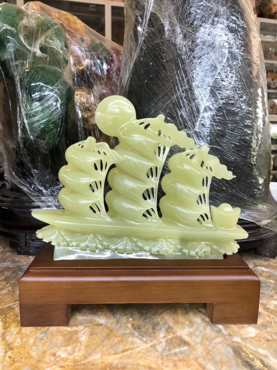 Tượng thuận buồm xuôi gió phong thủy đá ngọc Onyx size nhỏ