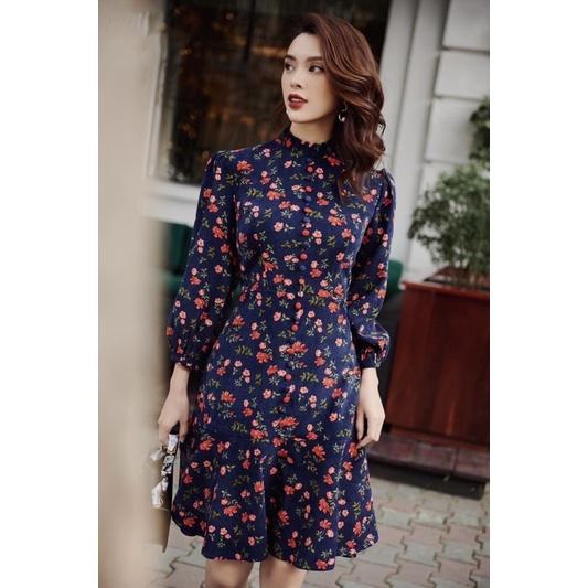 Đầm hoa nhí nhung tăm hàng thiết kế