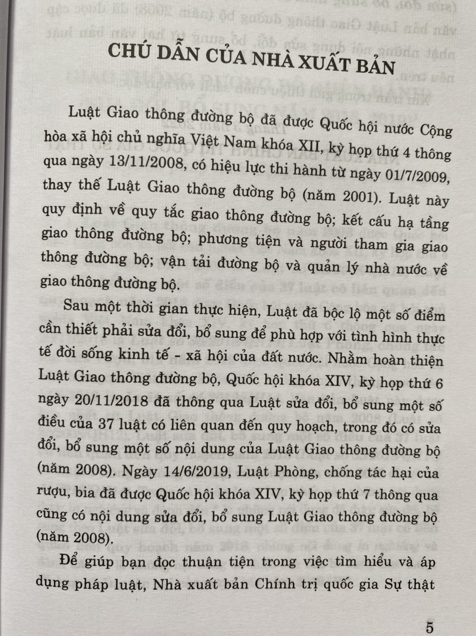 Luật Giao Thông Đường  Bộ ( hiện hành) ( sửa đổi, bổ sung  năm 2018,2019)