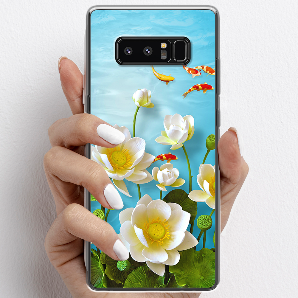 Ốp lưng cho Samsung Galaxy Note 8 nhựa TPU mẫu Hoa sen cá chép đỏ