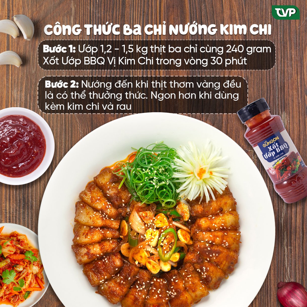 Xốt ướp bbq vị kim chi Gungon dùng để chấm, ướp hoặc nấu lẩu chai 240g