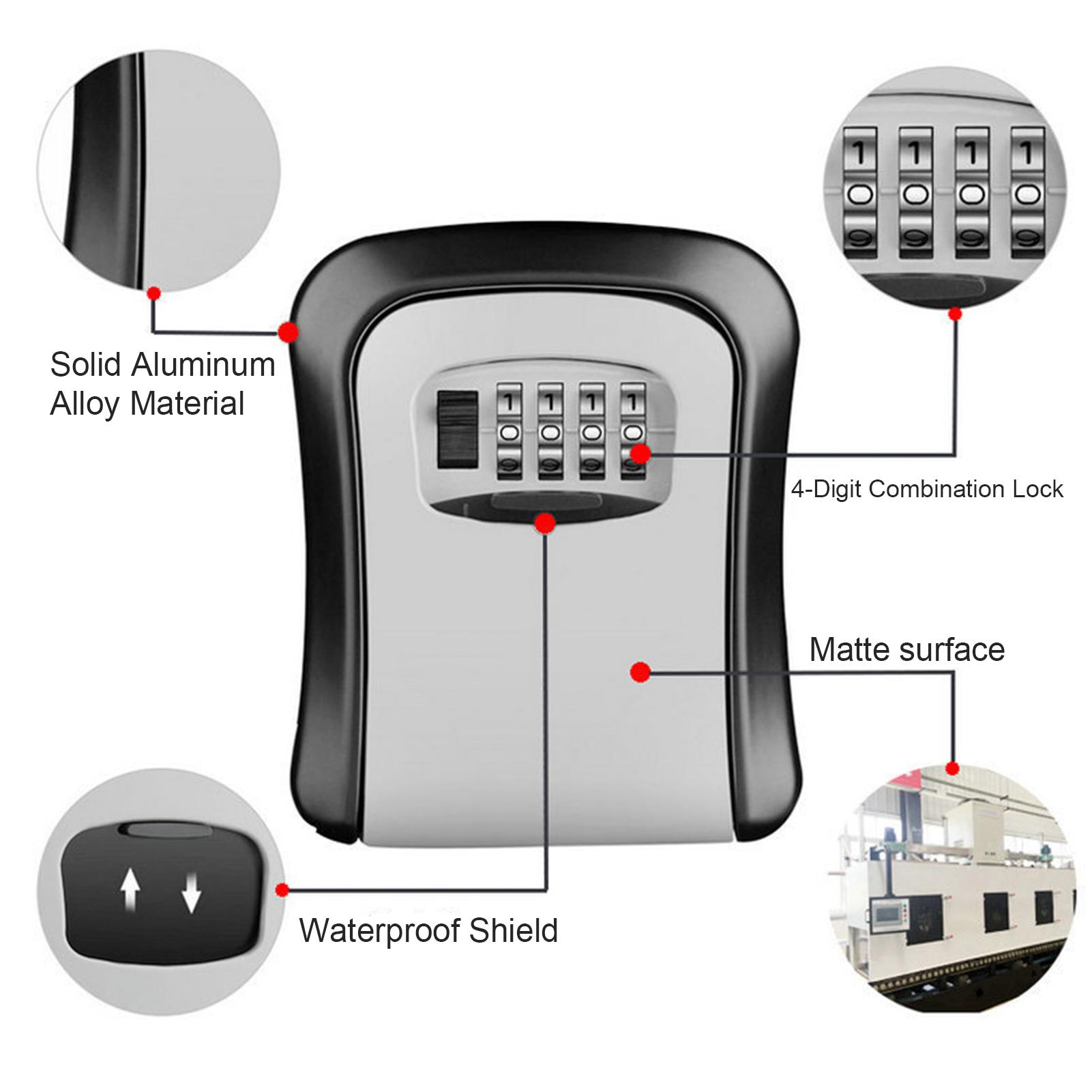 Hộp khóa chìa khóa Treo tường bằng hợp kim nhôm bền, có chức năng kết hợp 4 chữ số và chống thấm nước,Dung lượng lưu trữ lớn