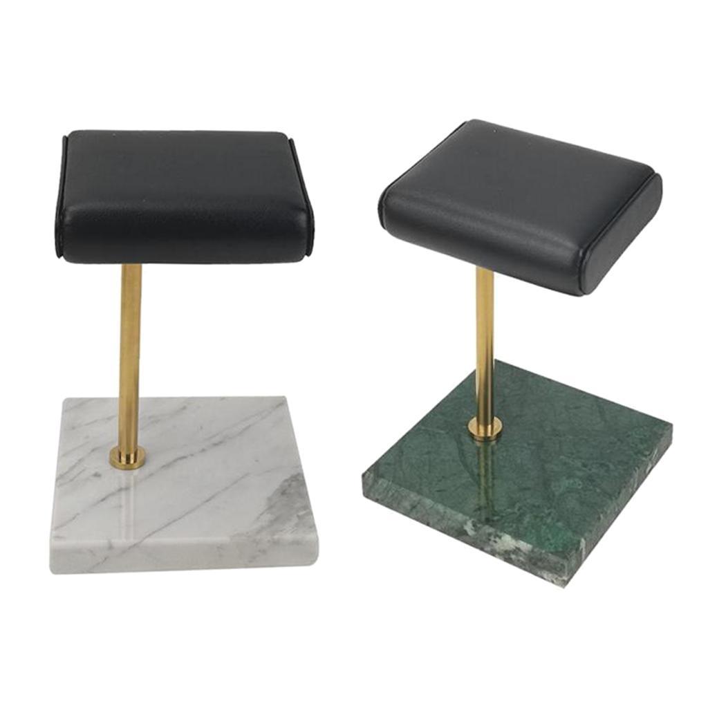 2 Pieces Green & White Marble & PU Watch Holder Stand for Display