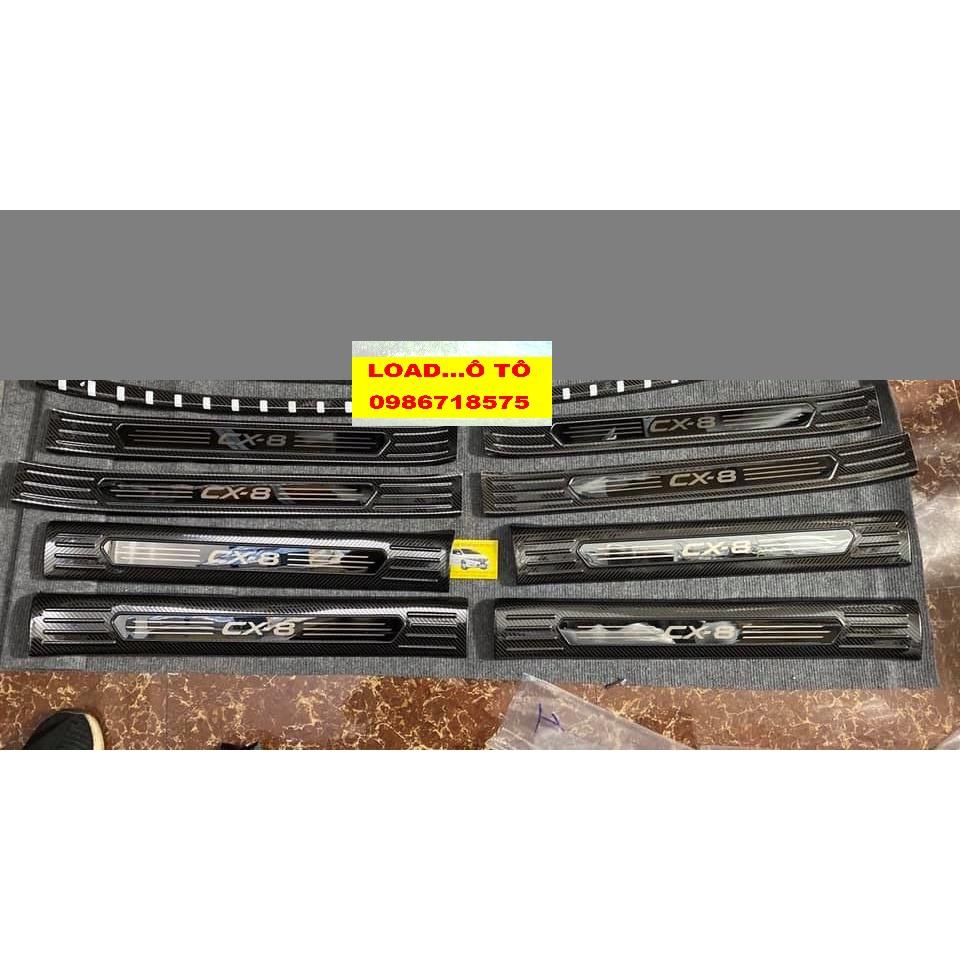 Bộ Chống Trầy Cốp Trong, Ngoài Carbon Xe Mazda CX8 2022-2019 Mẫu Vân Carbon Bóng Cao Cấp