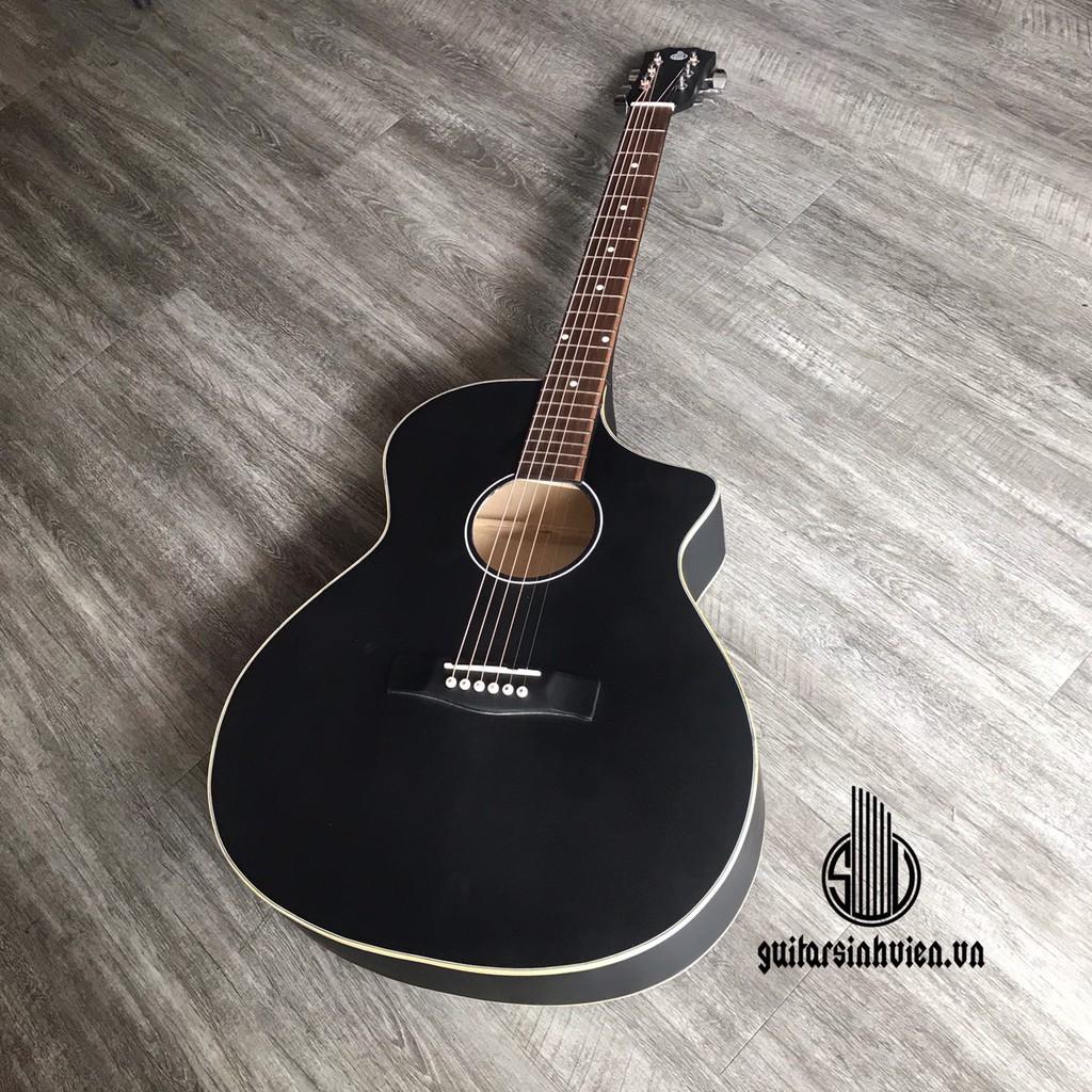 Đàn guitar acoustic màu đen có ty tập chơi SVA1  tặng 7 phụ kiện