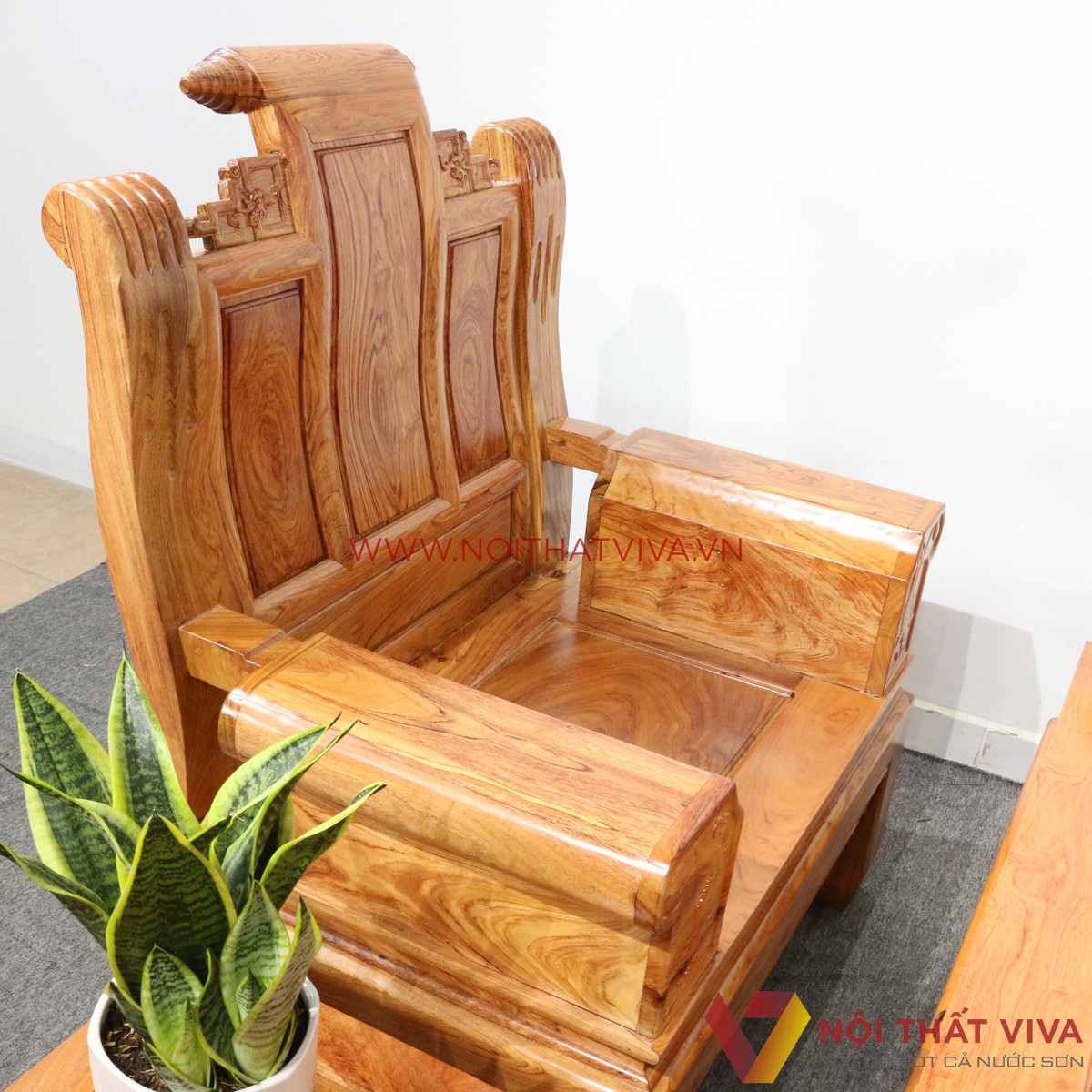 Bộ Bàn Ghế Salon Tần Thủy Hoàng Gỗ Hương Đá Chạm Tượng 6 Món Cao Cấp