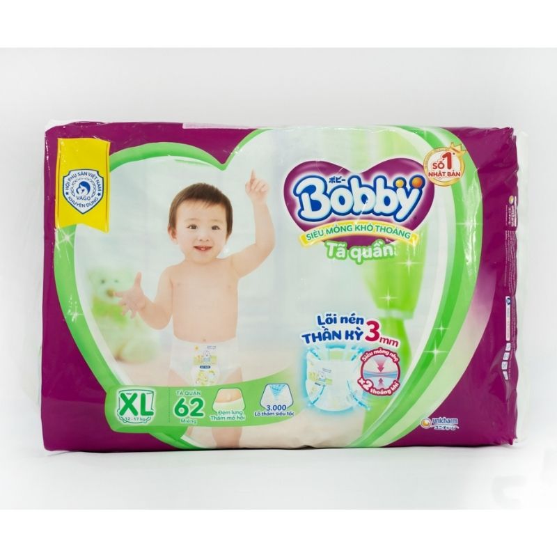 Tã quần Bobby size XL 62 miếng (cho bé 12 - 17kg)