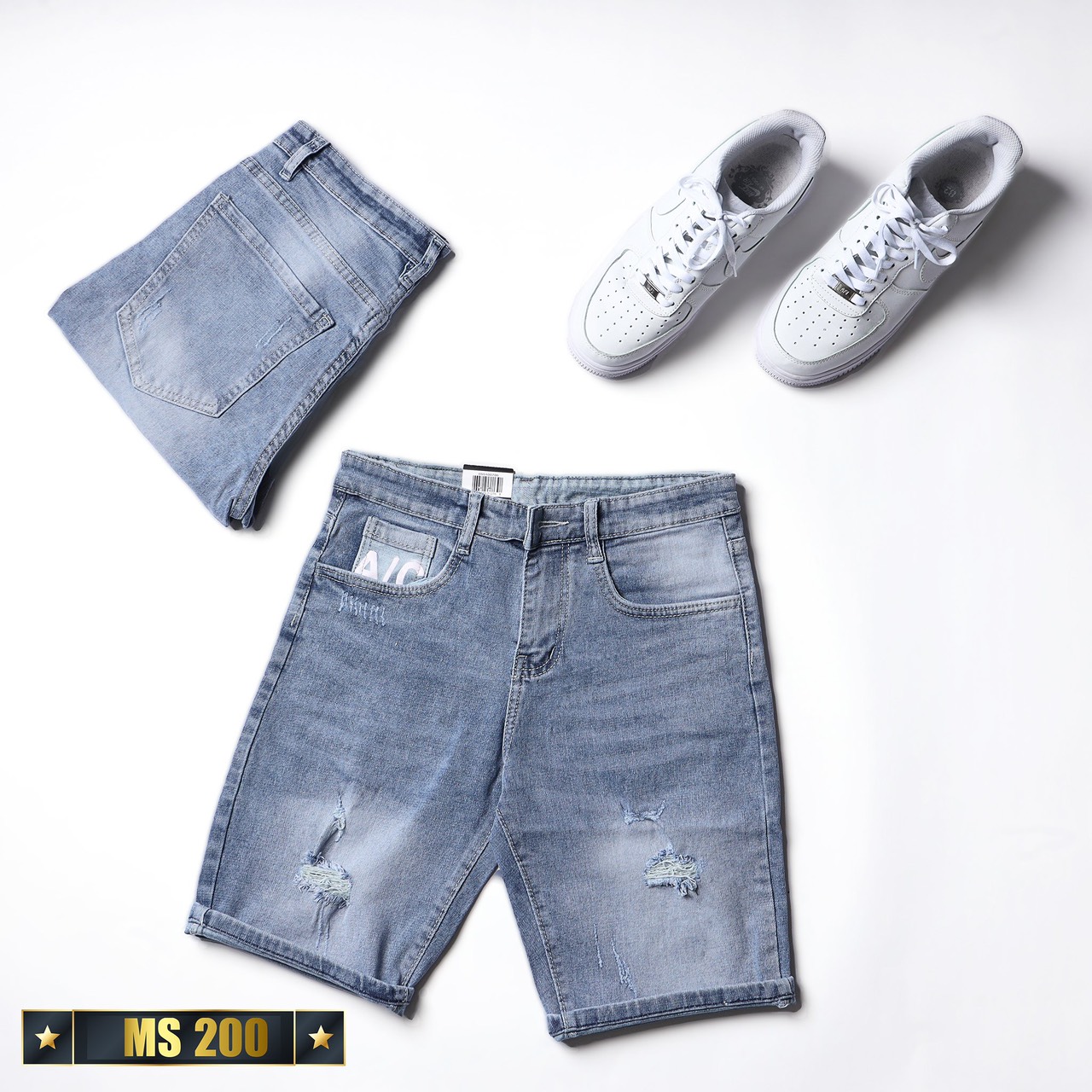 Quần short jean nam co giãn màu xanh trơn, quần sọt nam mẫu mới chất denim cao cấp thời trang Benny Fashion - MQ200