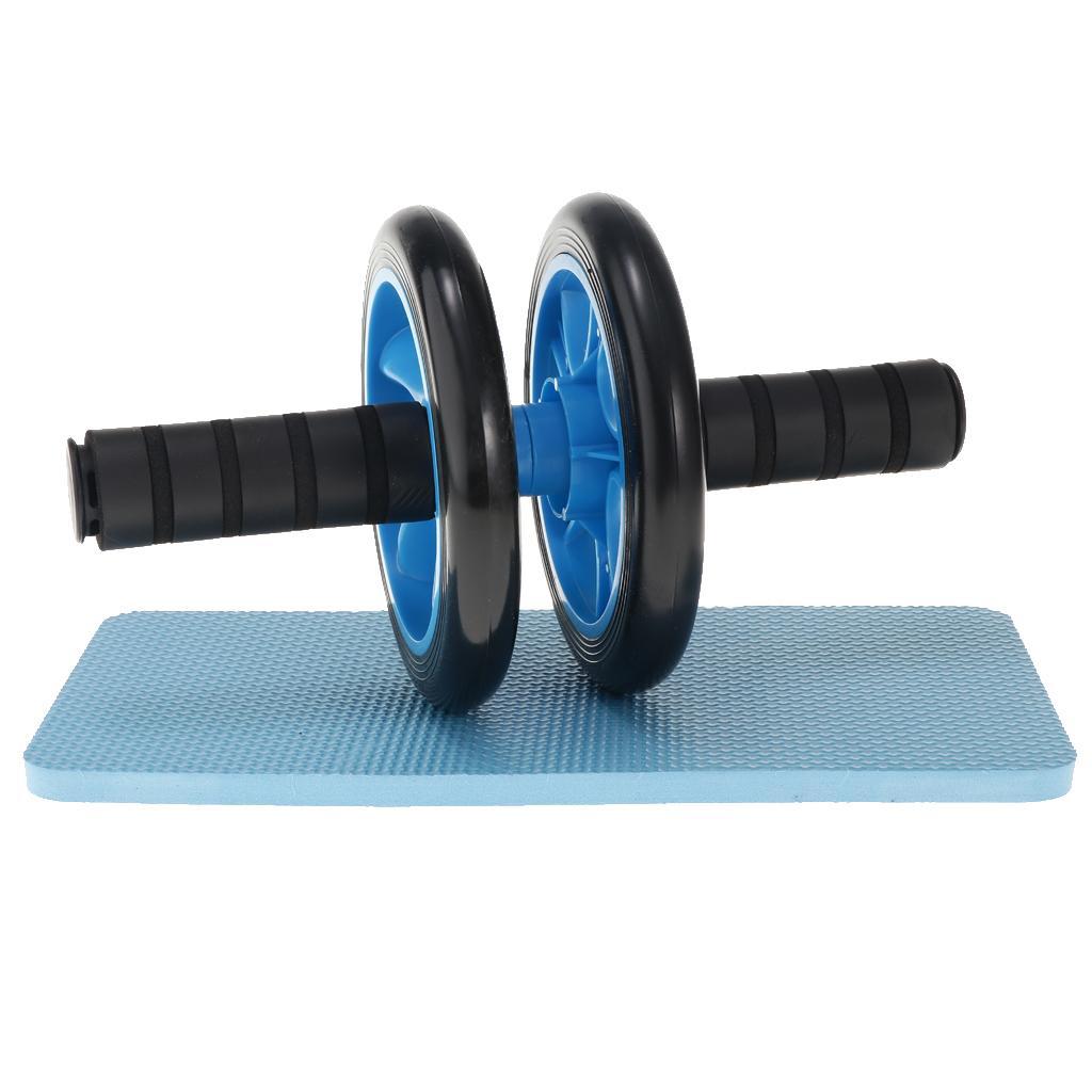 Heavy Duty Abdominal Wheel Roller with Knee Pad Trainer Equipment Dual Wheels Handle Anti Slip for Exercise Workout Gym Fitness