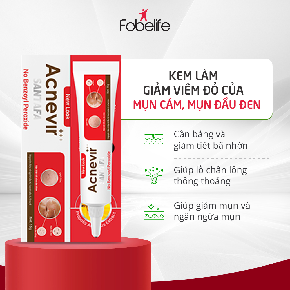 Kem Hỗ Trợ Giảm Mụn Đầu Đen Cho Da Nhờn Acnevir đỏ