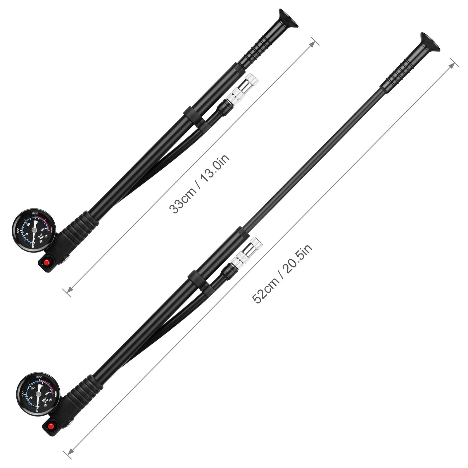 Máy bơm không khí 300 psi tức thời Presta Schrader Valve cho xe đạp leo núi với máy đo cho hệ thống treo phía sau