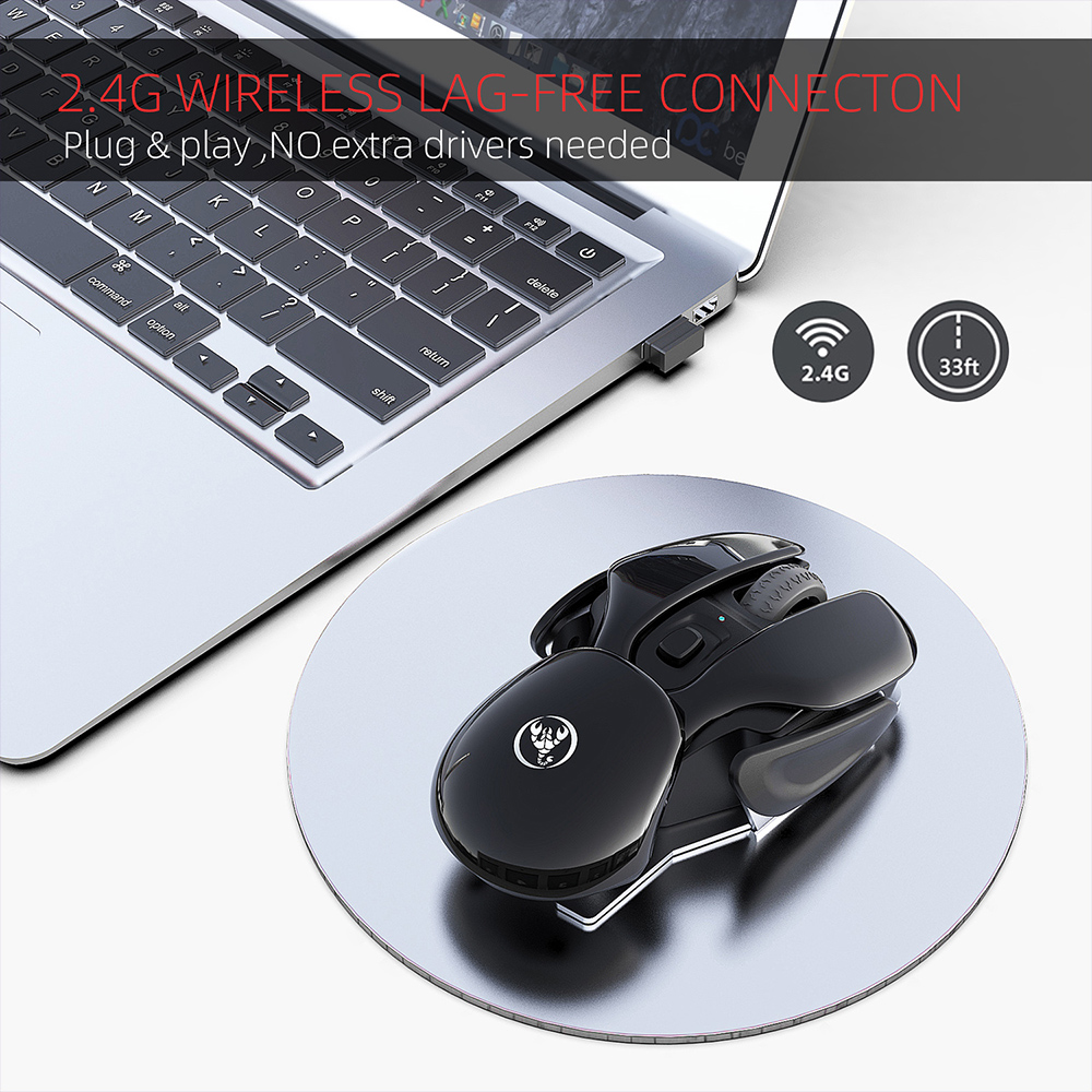 HXSJ T37 Wireless Mouse 2.4G Wireless Mouse Mute Mouse 3 Adjustable DPI Built-in 500mAh Rechargeable Battery Pink