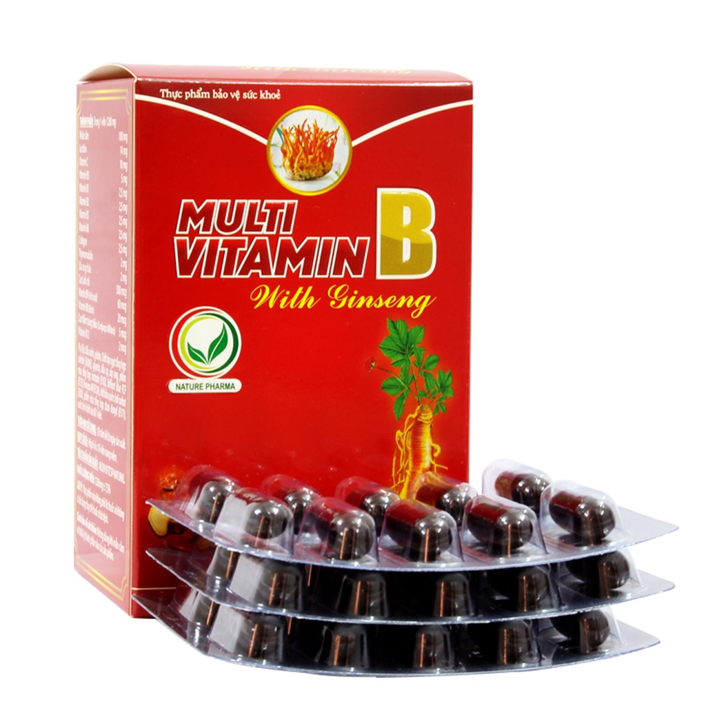 Viên Uống Bổ Sung Multi Vitamin B With Ginseng Hỗ Trợ Tăng Cường Sức Khỏe, Suy Nhược Cơ Thể Do Thiếu Vitamin - Greenmec