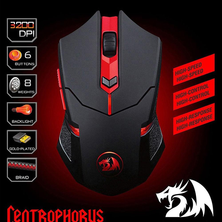 Chuột Chuyên Game Redragon Centrophorus M601 (Đen) - Hàng Nhập Khẩu