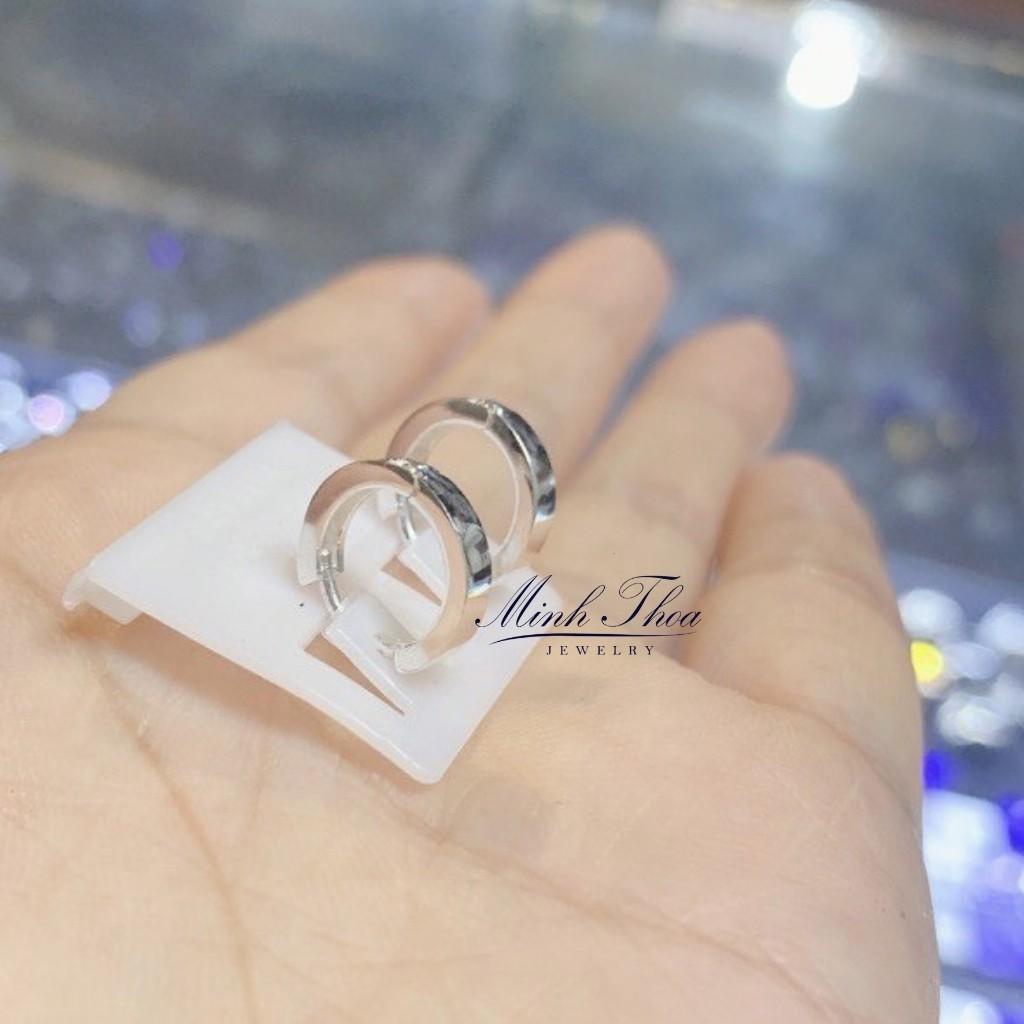 Khuyên tai bạc nam nữ tròn trơn cá tính, bông tai bạc dáng tròn cao cấp Minh Thoa JEWELRY