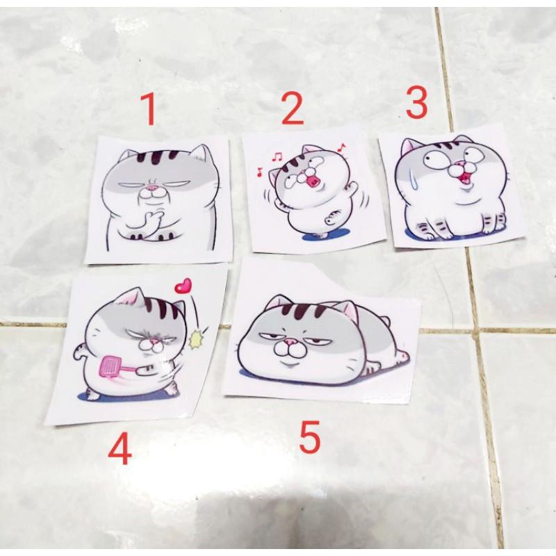 Tem Decal BST Mèo Ú 2 Dán Xe, Nón, Điện Thoại