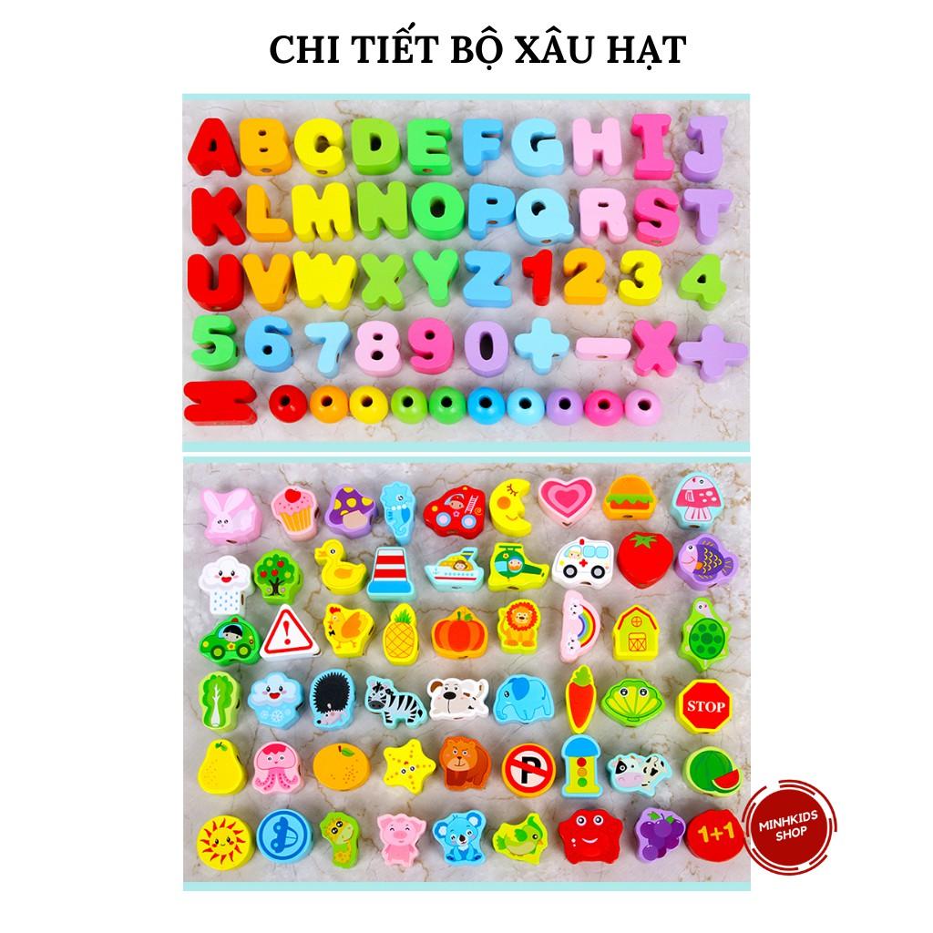 Đồ Chơi Xâu Hạt 106 Chi Tiết Bằng Gỗ Gồm Số Chữ Cái Các Con Vật Giúp Bé Học Nhận Biết Và Rèn Luyện Vận Động Tinh