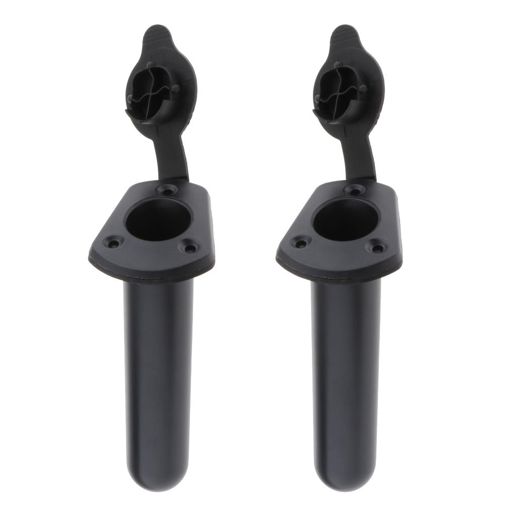 2 Pack 60° Kayak Flush Mount Fishing Rod Holder with Cap Boat Canoe Tackle Black