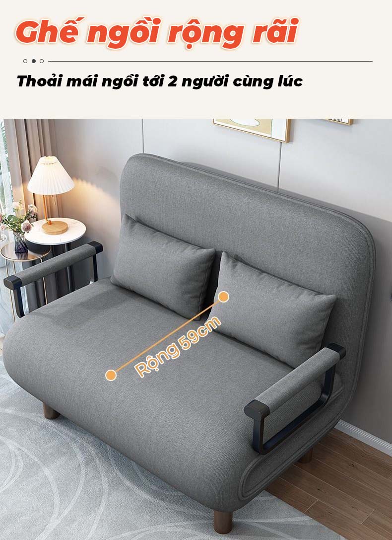 Giường Ghế Sofa Gấp Gọn (TẶNG KÈM 1 GỐI) Cho Văn Phòng, Nhà Khách Chính Hãng NIKITA