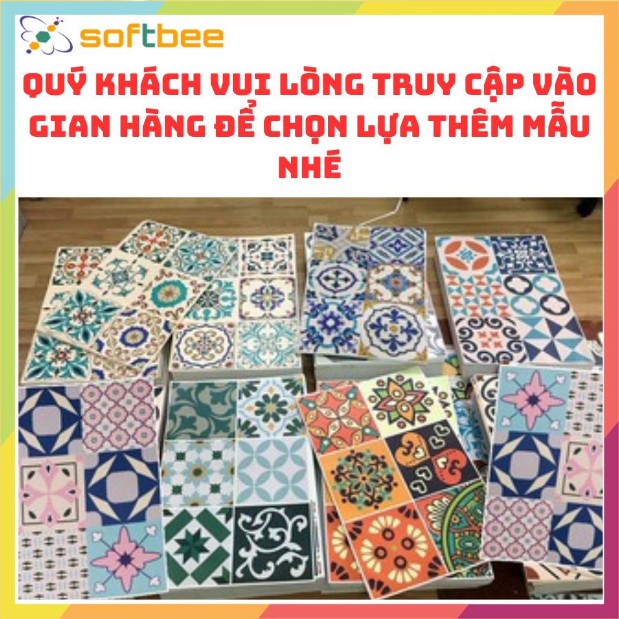 Miếng dán bếp dán bàn dán trang trí in hình gạch bông, kích thước 0.6m x 1.0m / miếng