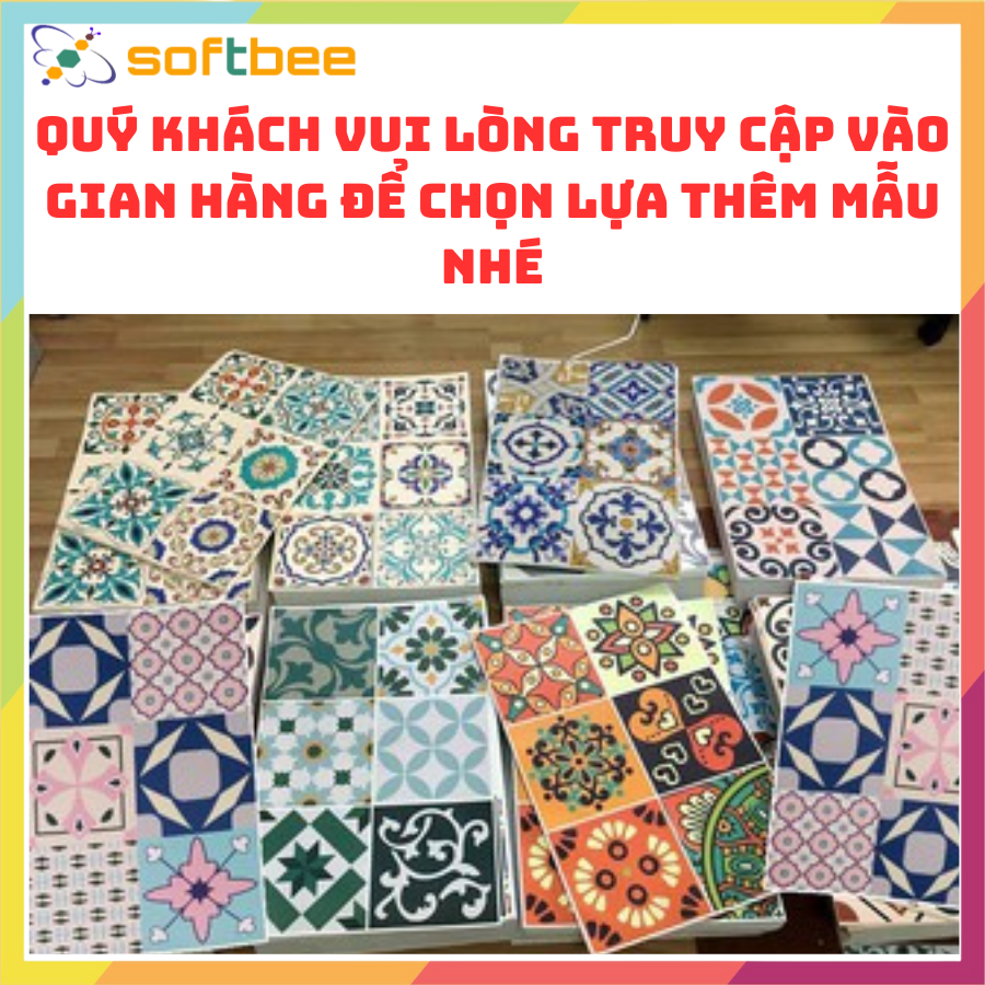 Miếng dán hình gạch bông, kích thước 0.6m x 1.0m / miếng, chất liệu decal chống nước