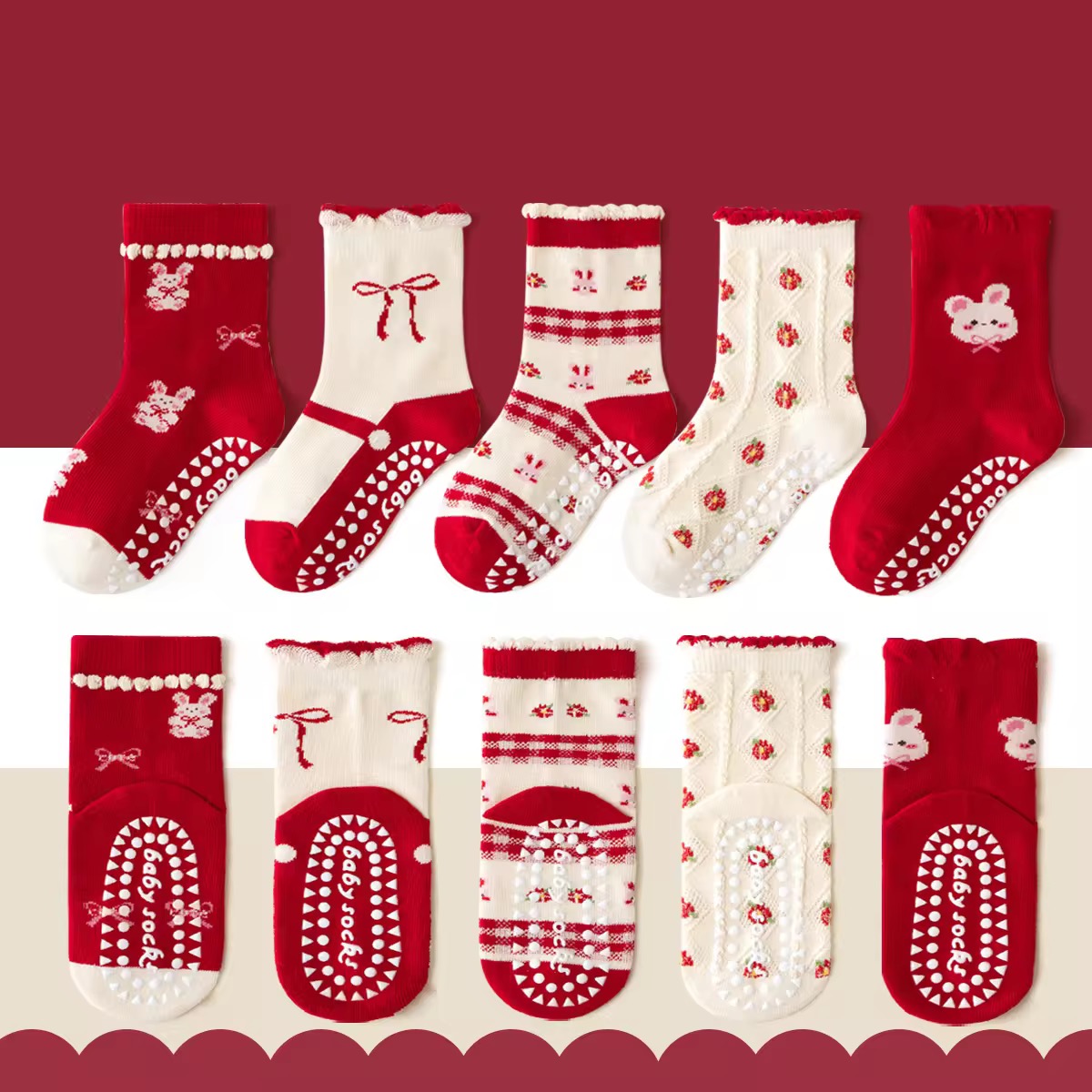 SET 5 ĐÔI TẤT VỚ 43 SIÊU XINH DỄ THƯƠNG TỪ 1-12 TUỔI DÀNH CHO BÉ GÁI