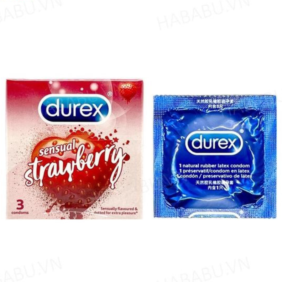 Bao cao su Durex Sensual Strawberry hộp 3 bao