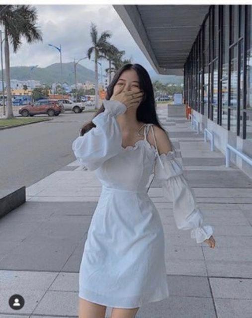 Đầm trễ vai buộc dây hot trend siêu xinh