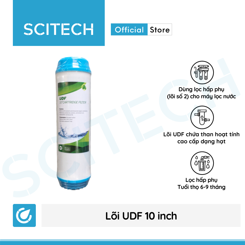 Lõi lọc nước số 2 UDF 10 inch dùng trong máy lọc nước RO, bộ lọc thô - Hàng chính hãng