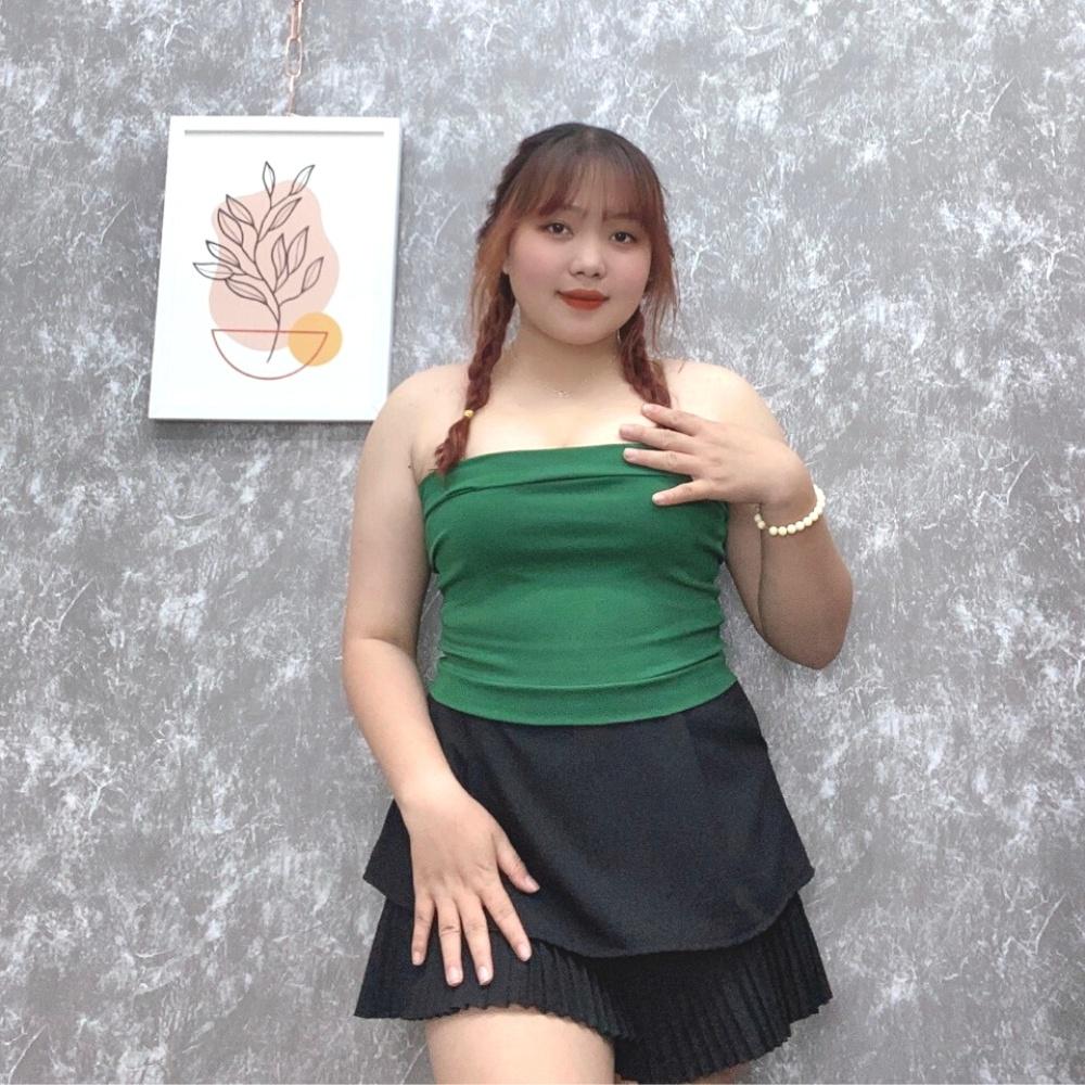 Áo ống bigsize nữ cotton sexy không cúp ngực, Áo quây croptop co giãn mạnh thấm hút mồ hôi từ 58kg-95kg A50 - Màu Hồng